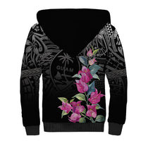 Guahan Puti Tai Nobiu Sherpa Hoodie Guam Bougainvillea Flower Art