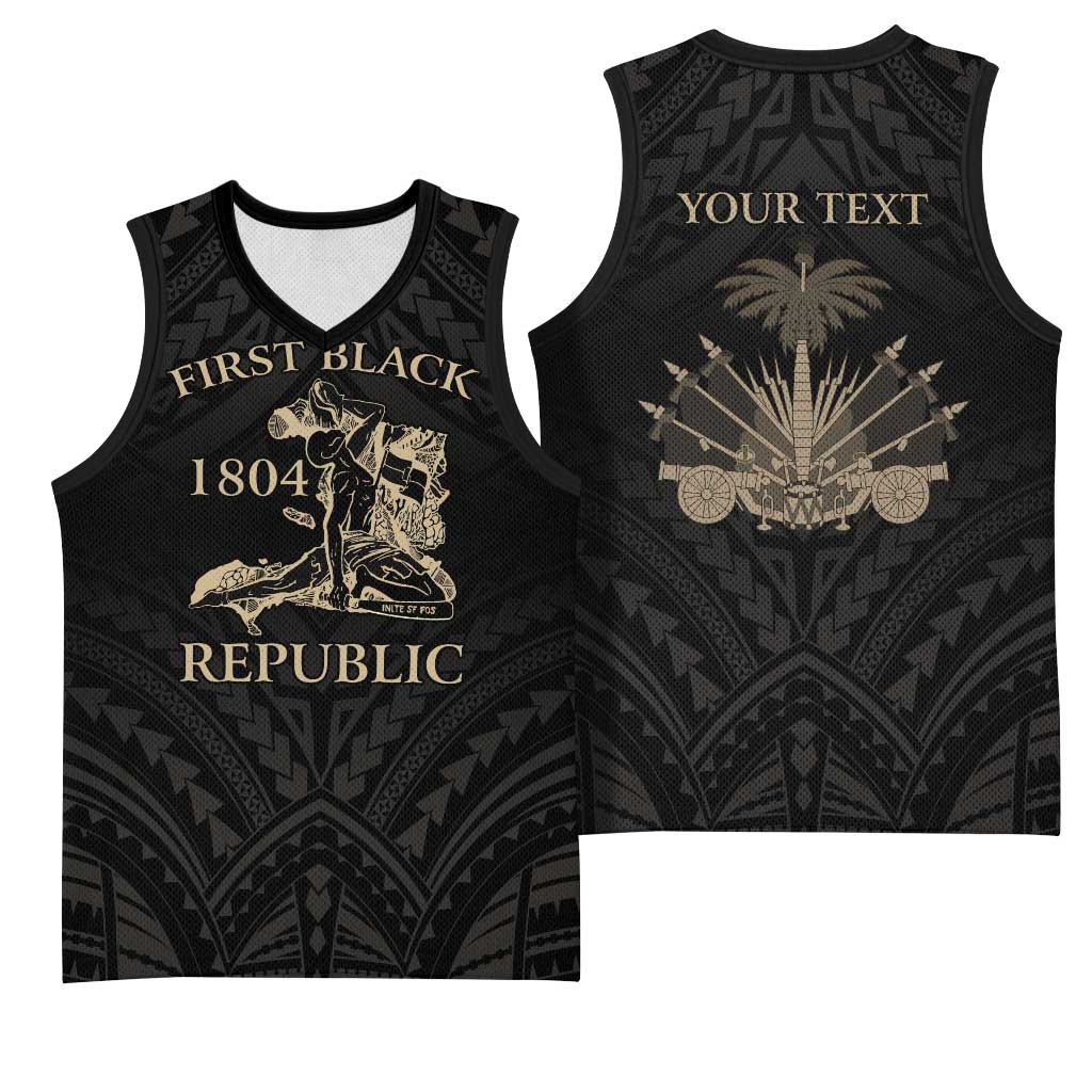 Personalized Haiti First Black Republic Basketball Jersey Negre Marron With Map And Flag - Polynesian Pride