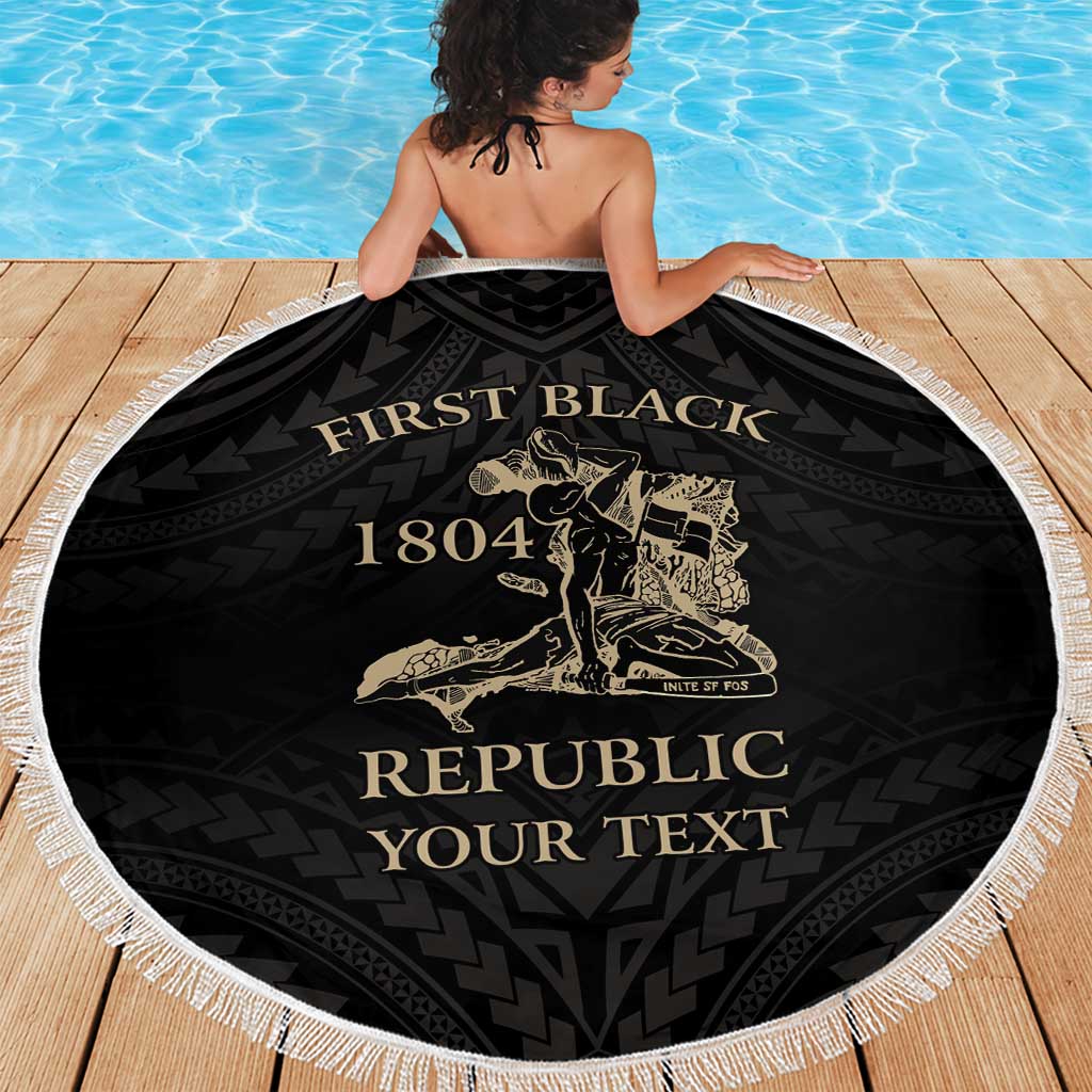 Personalized Haiti First Black Republic Beach Blanket Negre Marron With Map And Flag