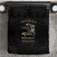 Personalized Haiti First Black Republic Bedding Set Negre Marron With Map And Flag