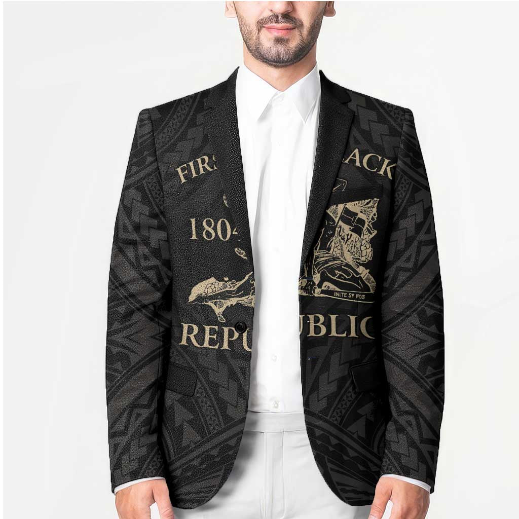 Personalized Haiti First Black Republic Blazer Negre Marron With Map And Flag - Polynesian Pride