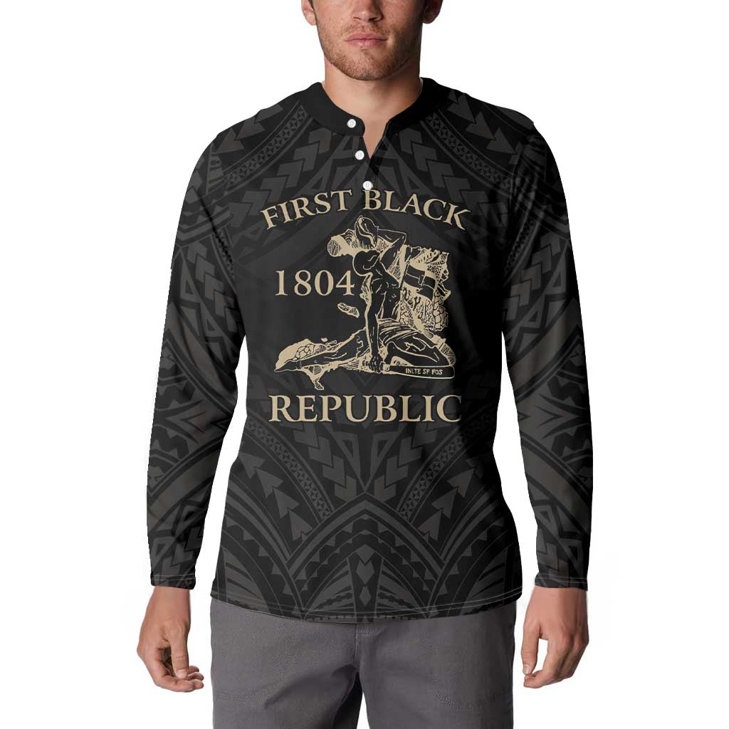 Personalized Haiti First Black Republic Button Sweatshirt Negre Marron With Map And Flag LT9 - Polynesian Pride