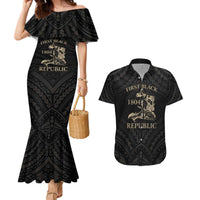 Personalized Haiti First Black Republic Couples Matching Mermaid Dress and Hawaiian Shirt Negre Marron With Map And Flag