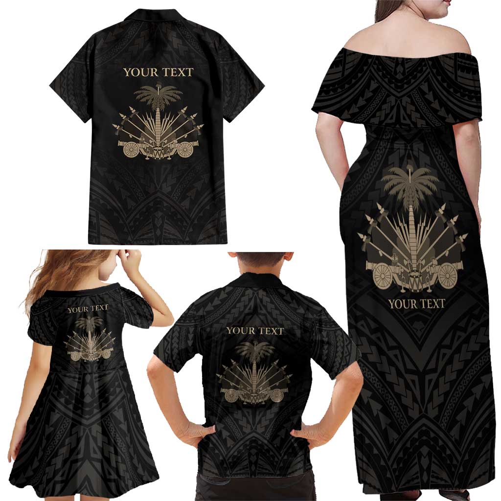 Personalized Haiti First Black Republic Family Matching Off Shoulder Maxi Dress and Hawaiian Shirt Negre Marron With Map And Flag