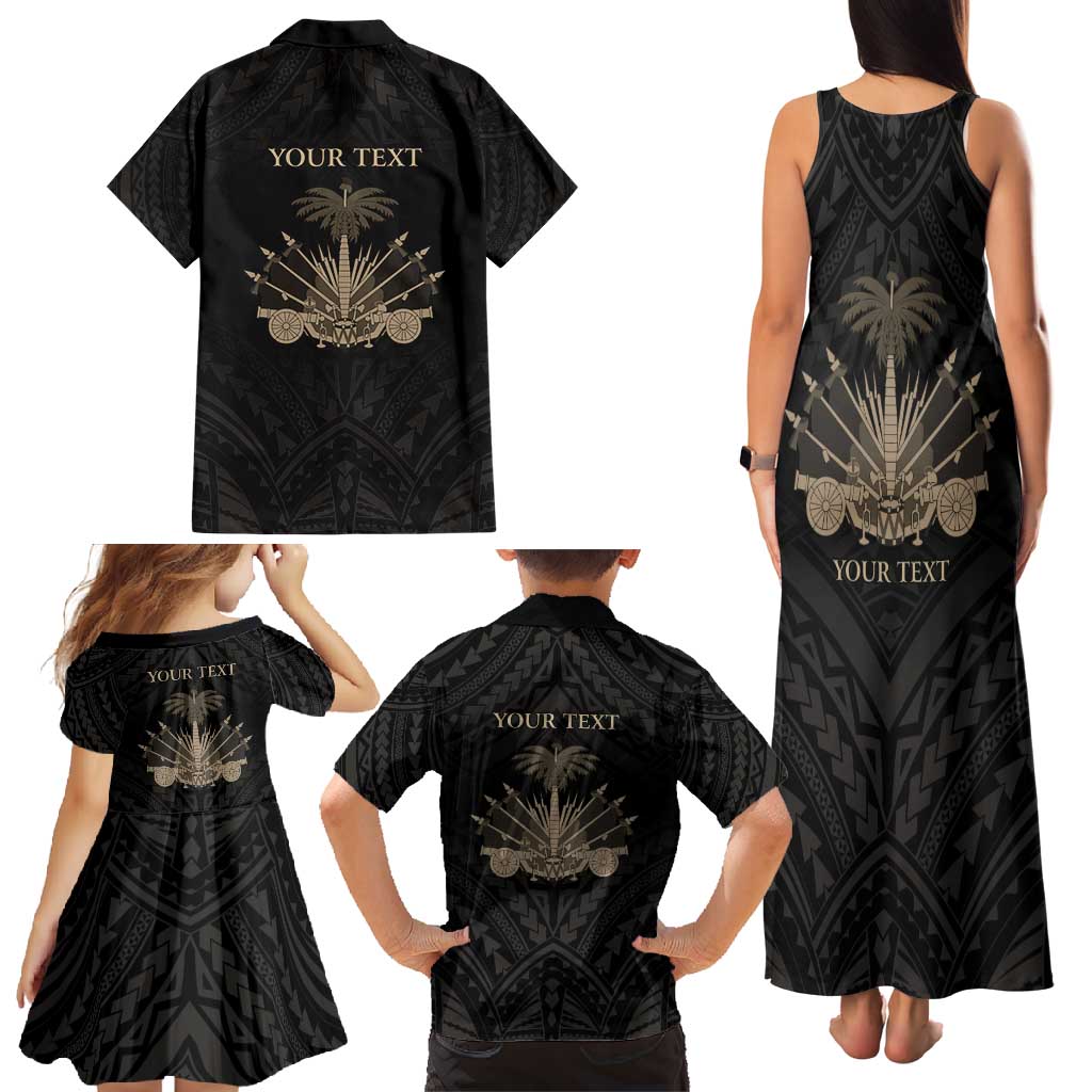 Personalized Haiti First Black Republic Family Matching Tank Maxi Dress and Hawaiian Shirt Negre Marron With Map And Flag