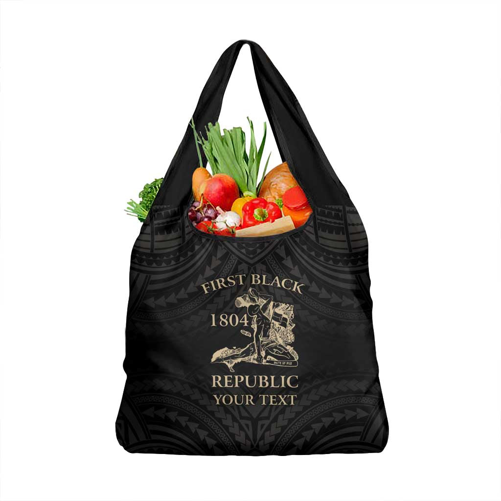 Personalized Haiti First Black Republic Grocery Bag Negre Marron With Map And Flag