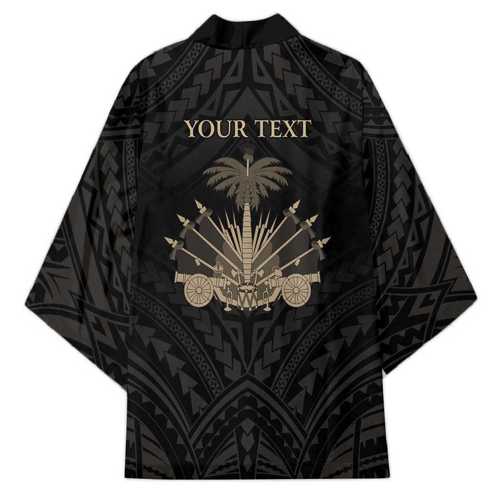 Personalized Haiti First Black Republic Kimono Negre Marron With Map And Flag - Polynesian Pride