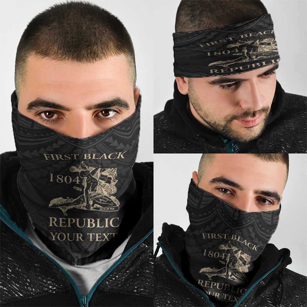 Personalized Haiti First Black Republic Neck Gaiter Negre Marron With Map And Flag - Polynesian Pride