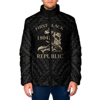 Personalized Haiti First Black Republic Padded Jacket Negre Marron With Map And Flag LT9 Men Black - Polynesian Pride