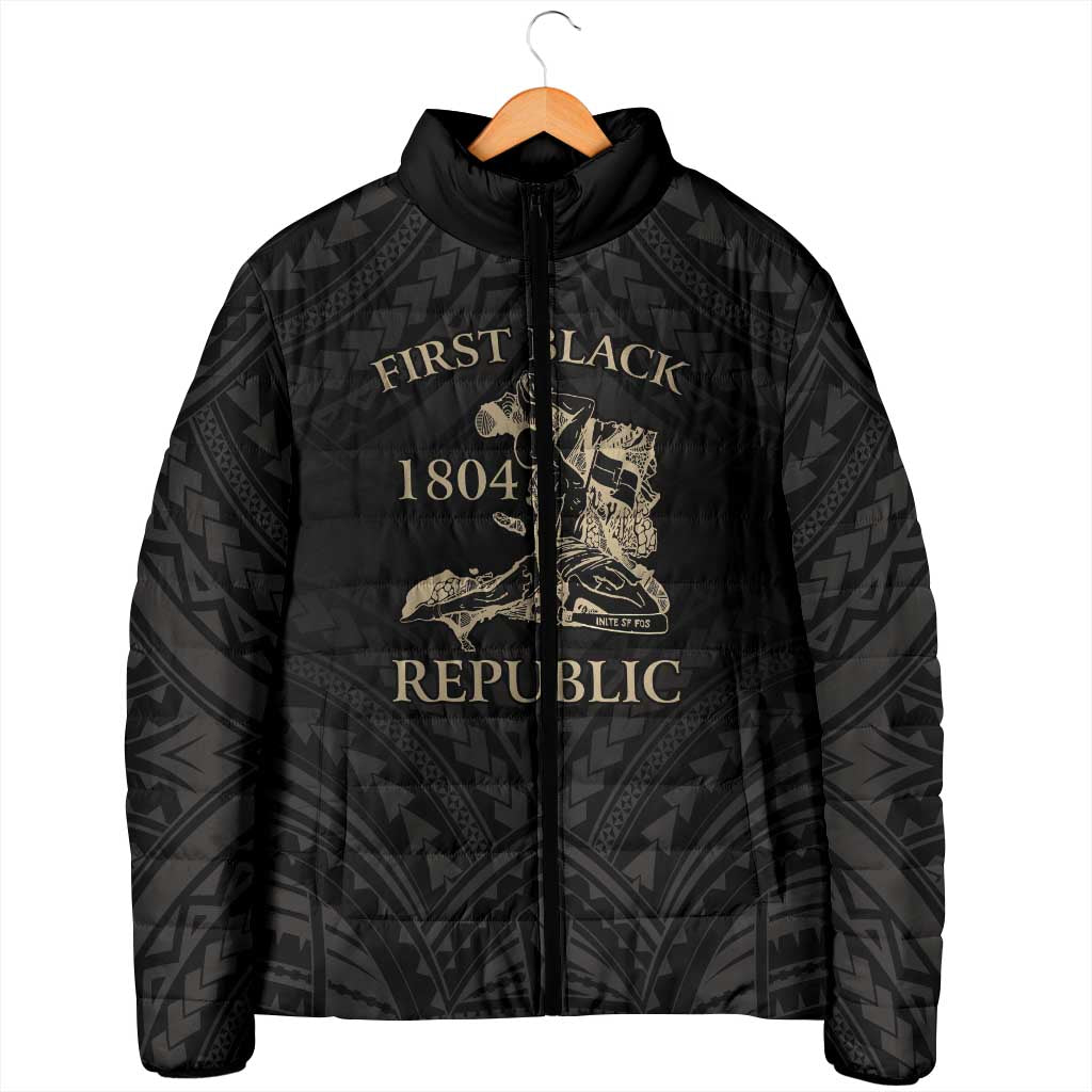 Personalized Haiti First Black Republic Padded Jacket Negre Marron With Map And Flag LT9 - Polynesian Pride