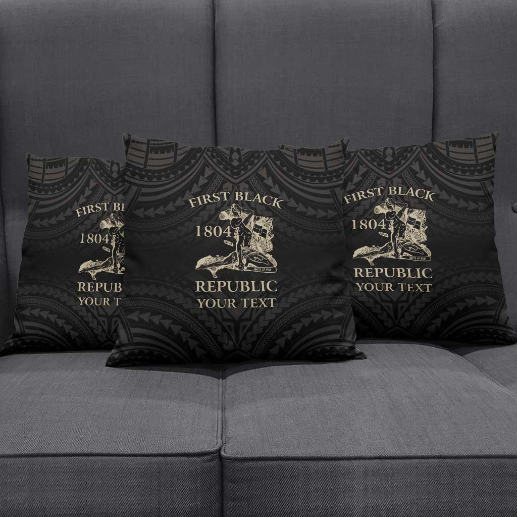 Personalized Haiti First Black Republic Pillow Cover Negre Marron With Map And Flag - Polynesian Pride