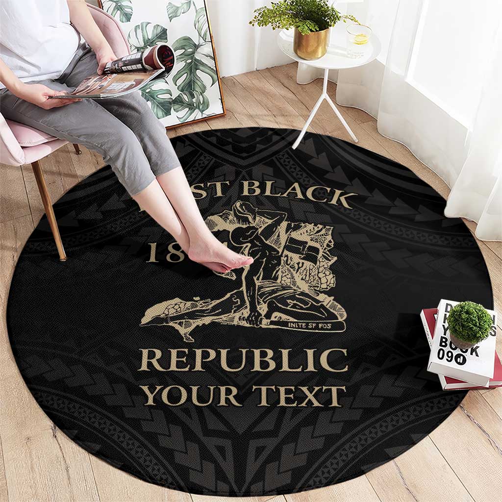 Personalized Haiti First Black Republic Round Carpet Negre Marron With Map And Flag LT9 - Polynesian Pride