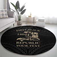 Personalized Haiti First Black Republic Round Carpet Negre Marron With Map And Flag LT9 - Polynesian Pride