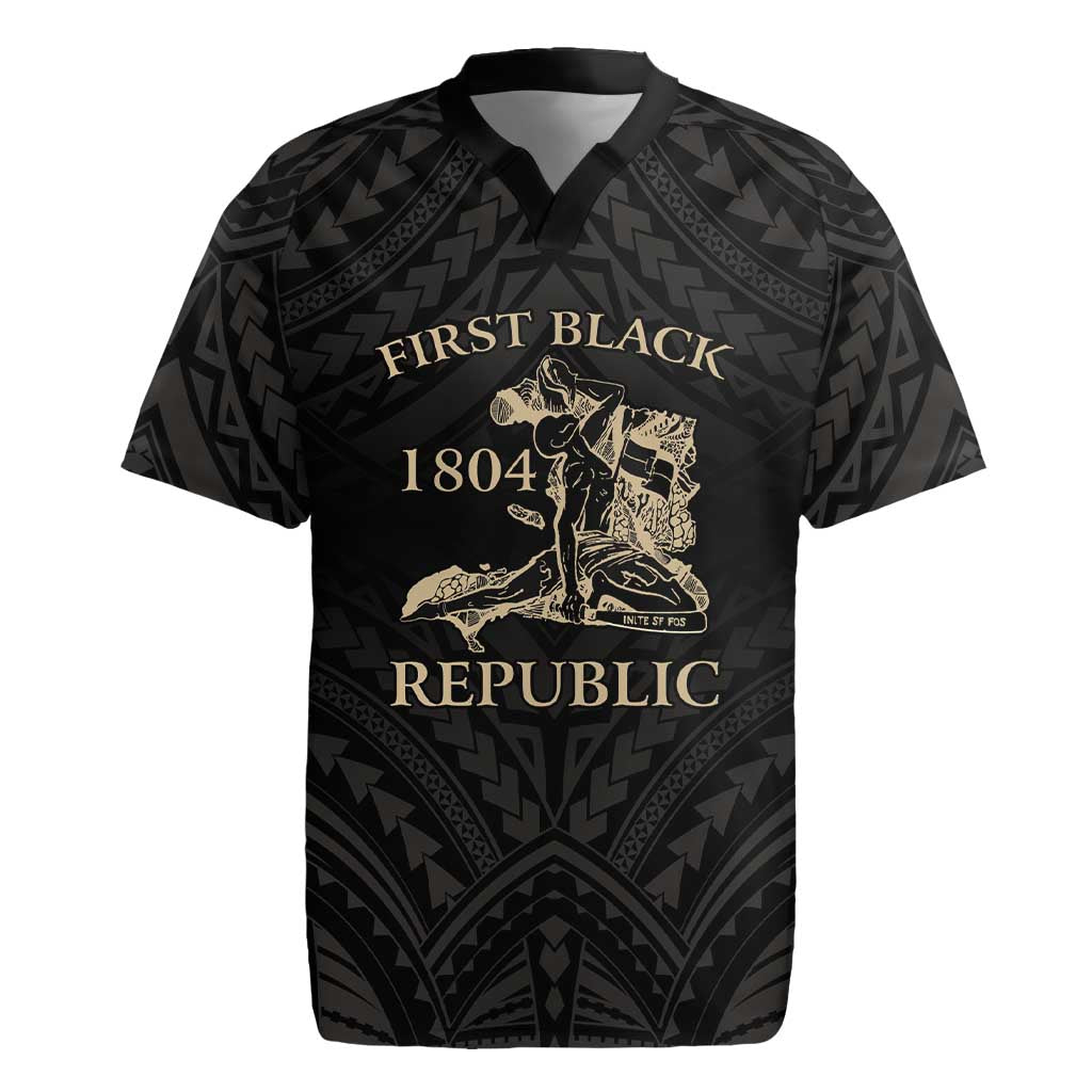 Personalized Haiti First Black Republic Rugby Jersey Negre Marron With Map And Flag