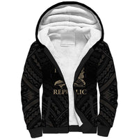 Personalized Haiti First Black Republic Sherpa Hoodie Negre Marron With Map And Flag LT9 Unisex Black - Polynesian Pride
