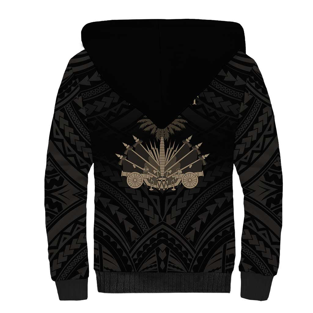 Personalized Haiti First Black Republic Sherpa Hoodie Negre Marron With Map And Flag LT9 - Polynesian Pride