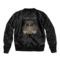 Personalized Haiti First Black Republic Sleeve Zip Bomber Jacket Negre Marron With Map And Flag LT9 - Polynesian Pride