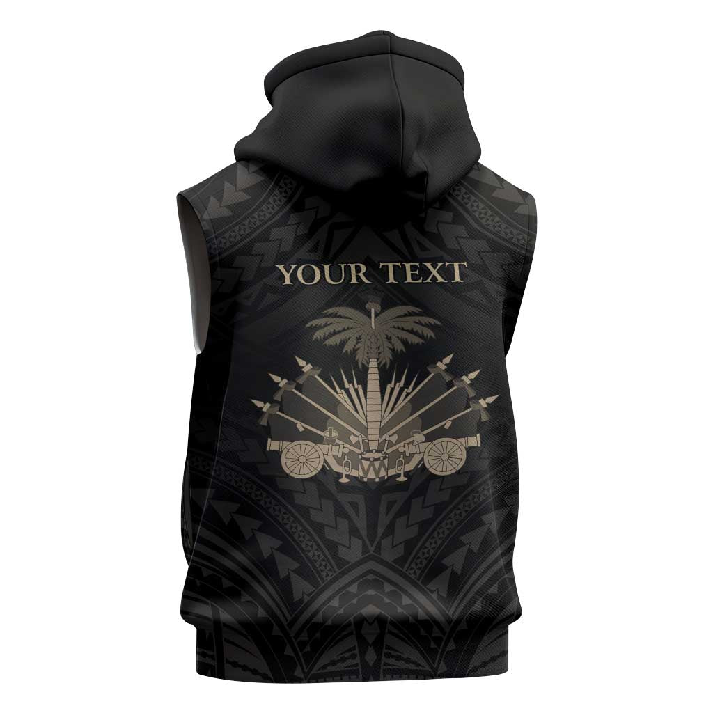 Personalized Haiti First Black Republic Sleeveless Hoodie Negre Marron With Map And Flag LT9 - Polynesian Pride