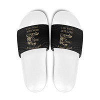Personalized Haiti First Black Republic Slide Sandals Negre Marron With Map And Flag LT9 Black - Polynesian Pride