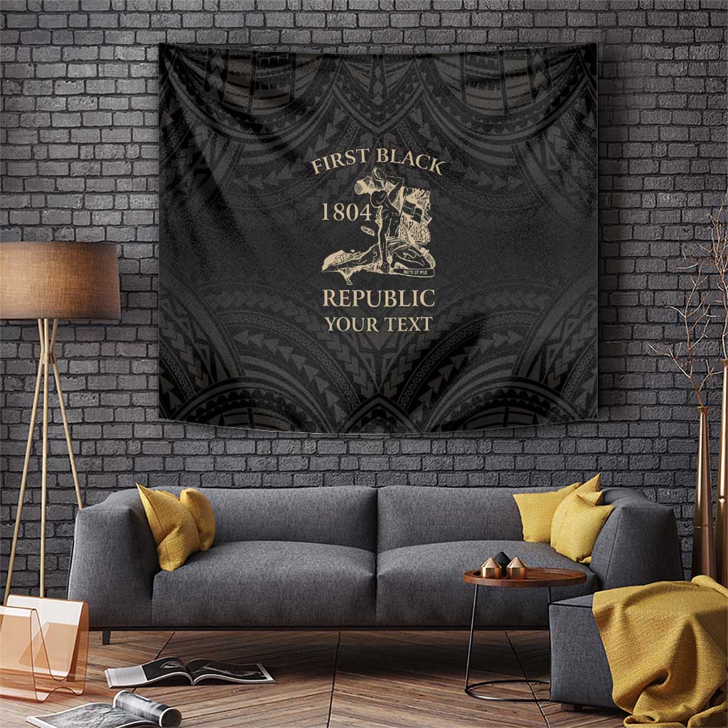 Personalized Haiti First Black Republic Tapestry Negre Marron With Map And Flag LT9 Black - Polynesian Pride