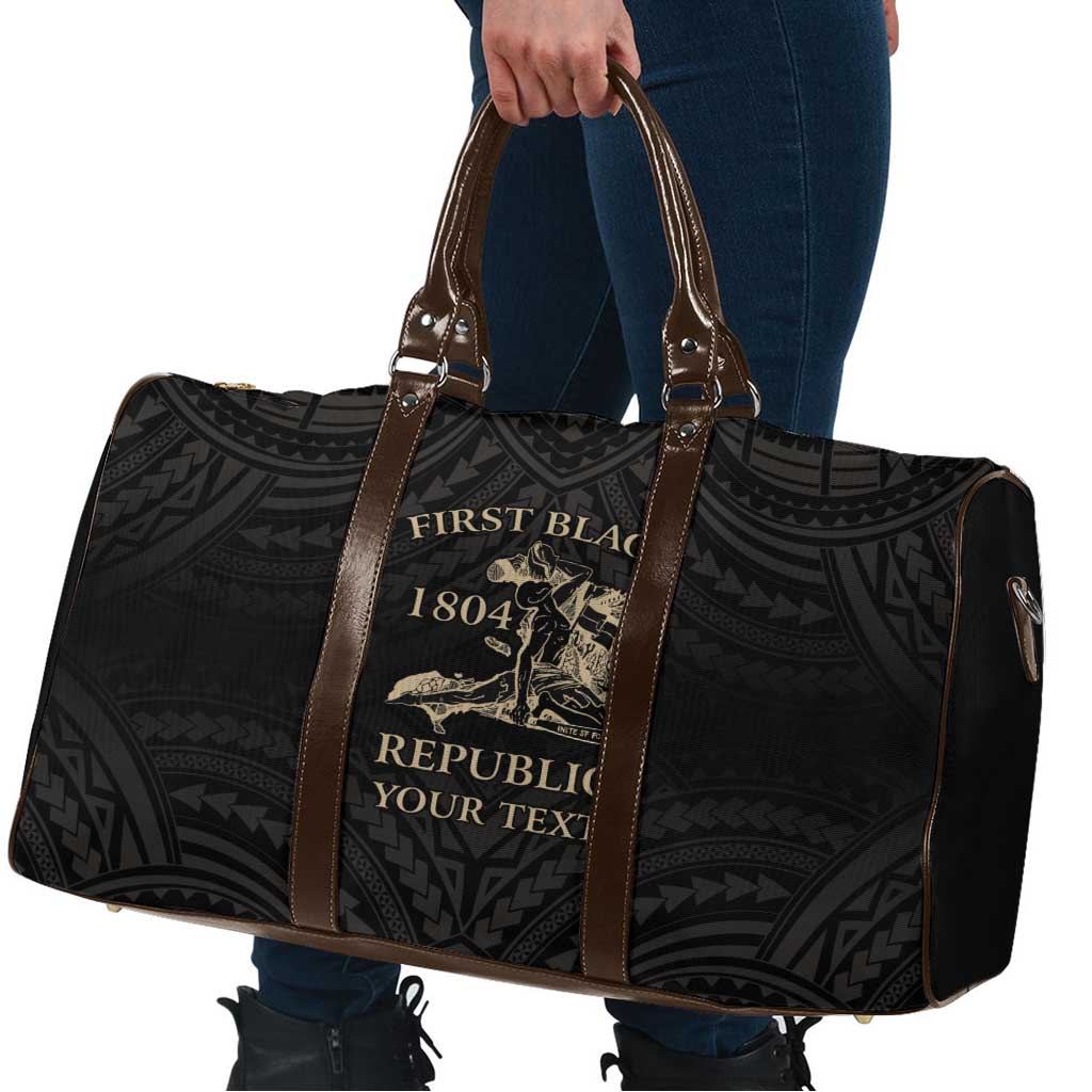 Personalized Haiti First Black Republic Travel Bag Negre Marron With Map And Flag - Polynesian Pride