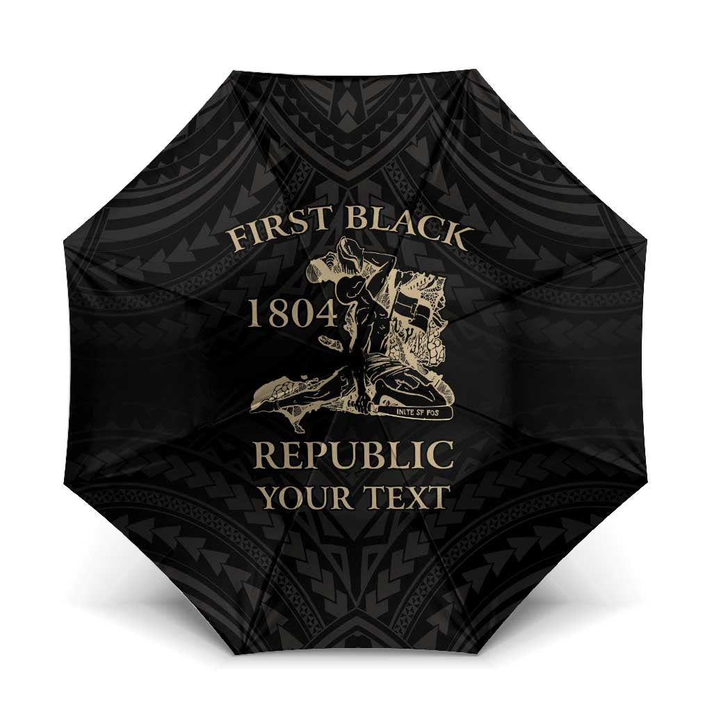 Personalized Haiti First Black Republic Umbrella Negre Marron With Map And Flag LT9 One Size Folded 11.42 inch Opened Diameter 37.4 inch Black - Polynesian Pride