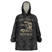 Personalized Haiti First Black Republic Wearable Blanket Hoodie Negre Marron With Map And Flag