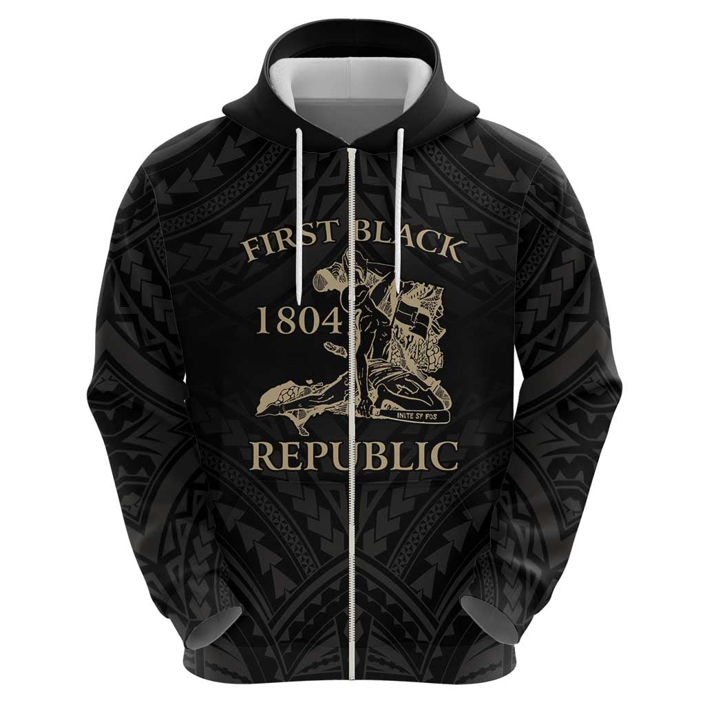 Personalized Haiti First Black Republic Zip Hoodie Negre Marron With Map And Flag LT9 - Polynesian Pride