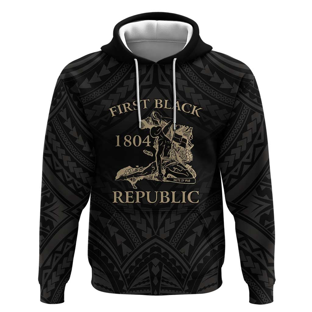 Personalized Haiti First Black Republic Zip Hoodie Negre Marron With Map And Flag LT9 Pullover Hoodie Black - Polynesian Pride