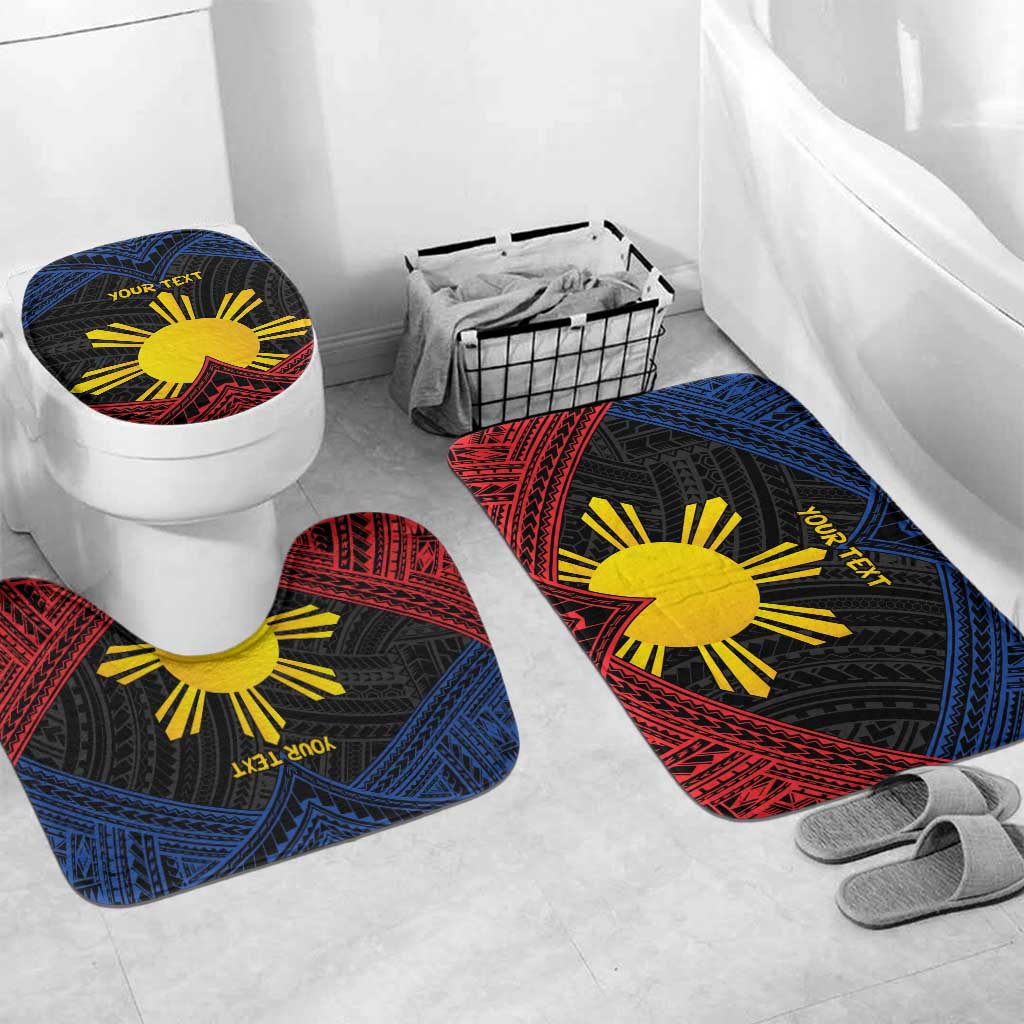Personalized Philippines Bathroom Set Polynesian Tribal Tattoo with Filipino Flag Motif - Polynesian Pride