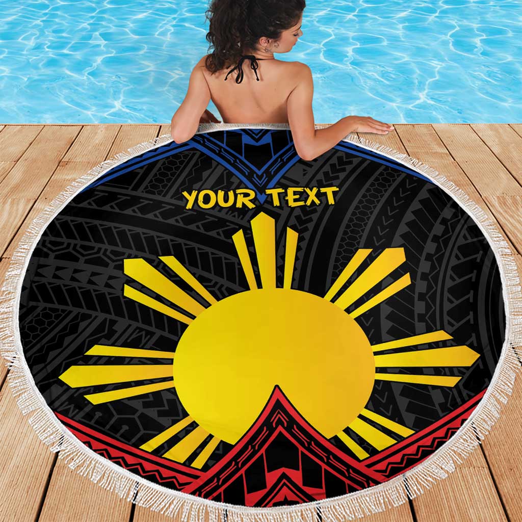 Personalized Philippines Beach Blanket Polynesian Tribal Tattoo with Filipino Flag Motif