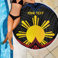 Personalized Philippines Beach Blanket Polynesian Tribal Tattoo with Filipino Flag Motif