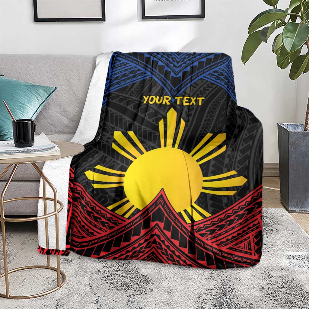 Personalized Philippines Blanket Polynesian Tribal Tattoo with Filipino Flag Motif