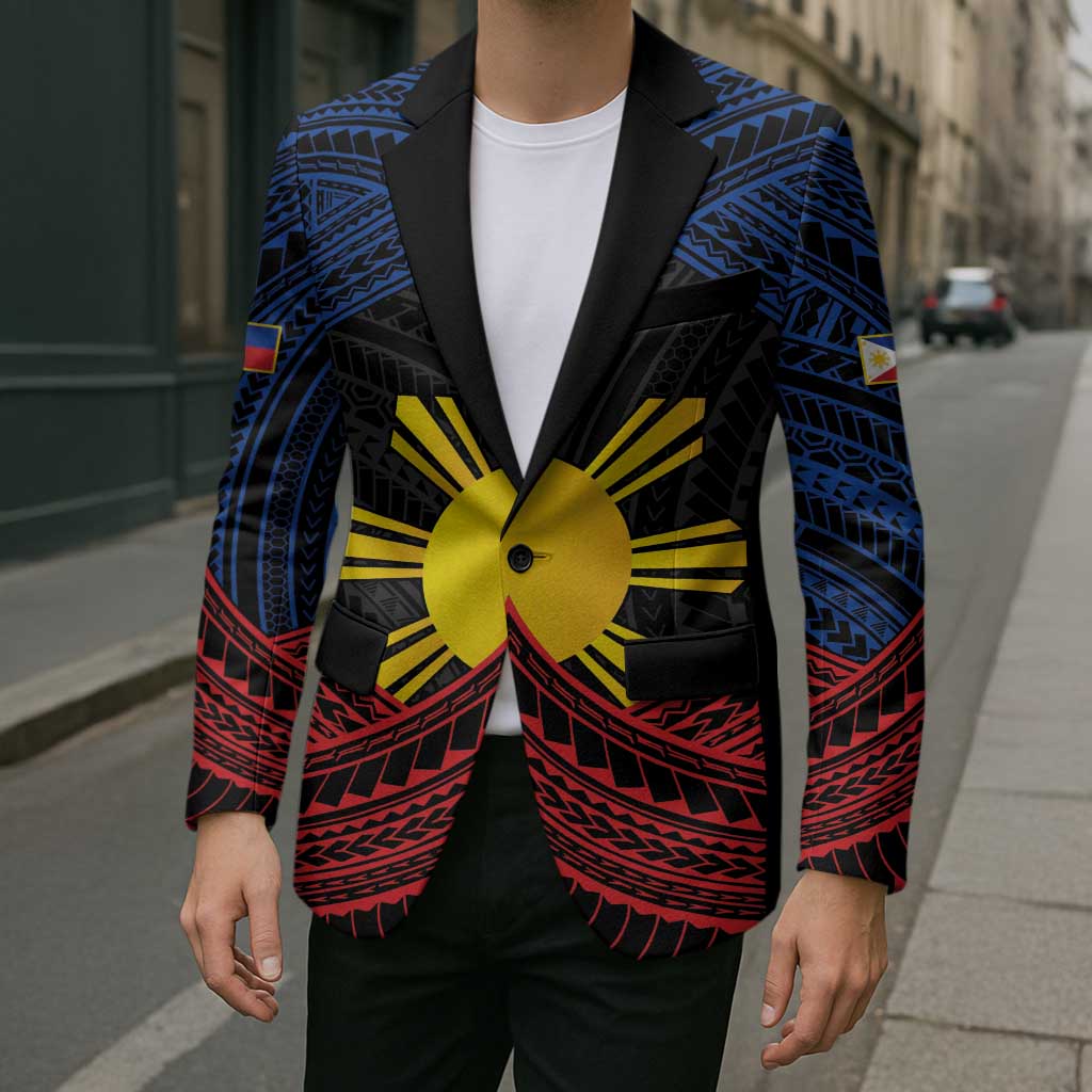 Personalized Philippines Blazer Polynesian Tribal Tattoo with Filipino Flag Motif - Polynesian Pride