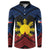 Personalized Philippines Button Sweatshirt Polynesian Tribal Tattoo with Filipino Flag Motif