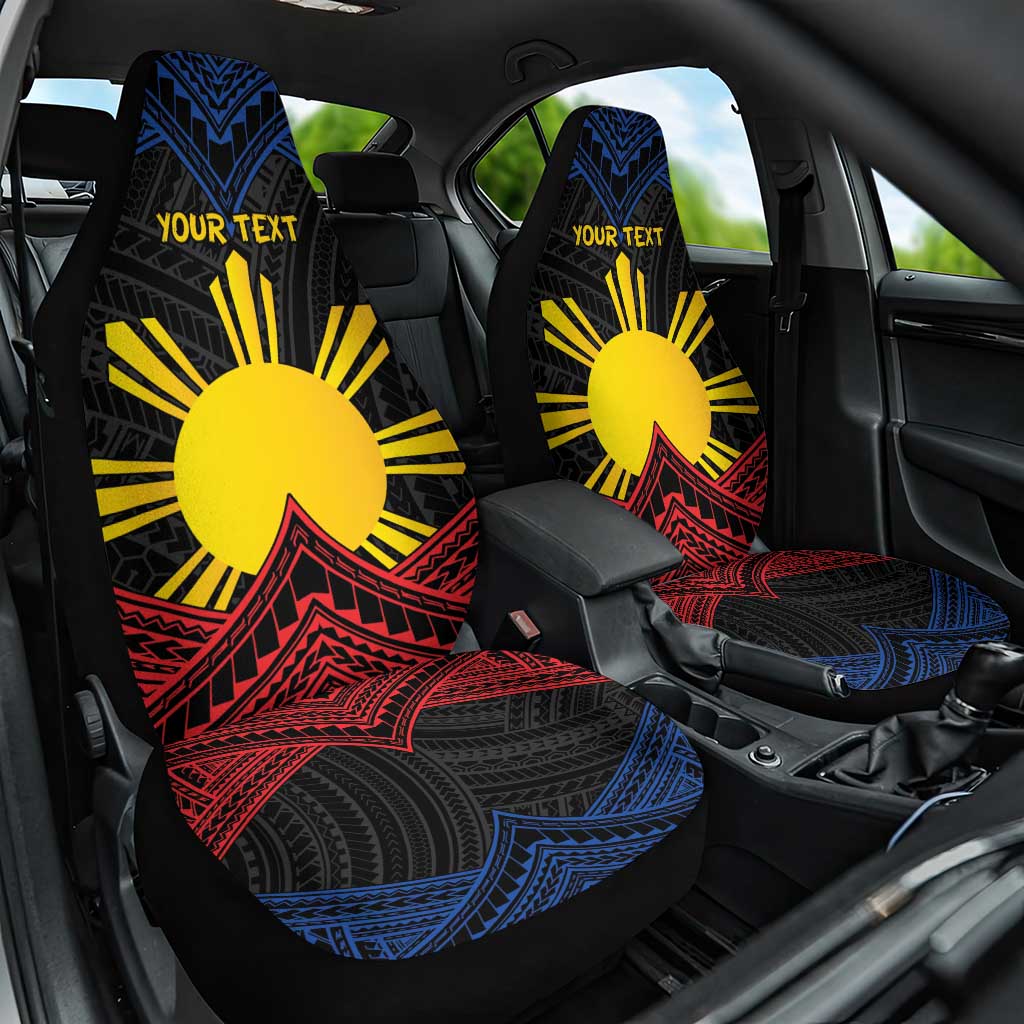 Personalized Philippines Car Seat Cover Polynesian Tribal Tattoo with Filipino Flag Motif