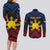 Personalized Philippines Couples Matching Long Sleeve Bodycon Dress and Long Sleeve Button Shirt Polynesian Tribal Tattoo with Filipino Flag Motif