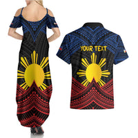 Personalized Philippines Couples Matching Summer Maxi Dress and Hawaiian Shirt Polynesian Tribal Tattoo with Filipino Flag Motif
