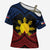 Personalized Philippines Cross Shoulder Shirt Polynesian Tribal Tattoo with Filipino Flag Motif - Polynesian Pride
