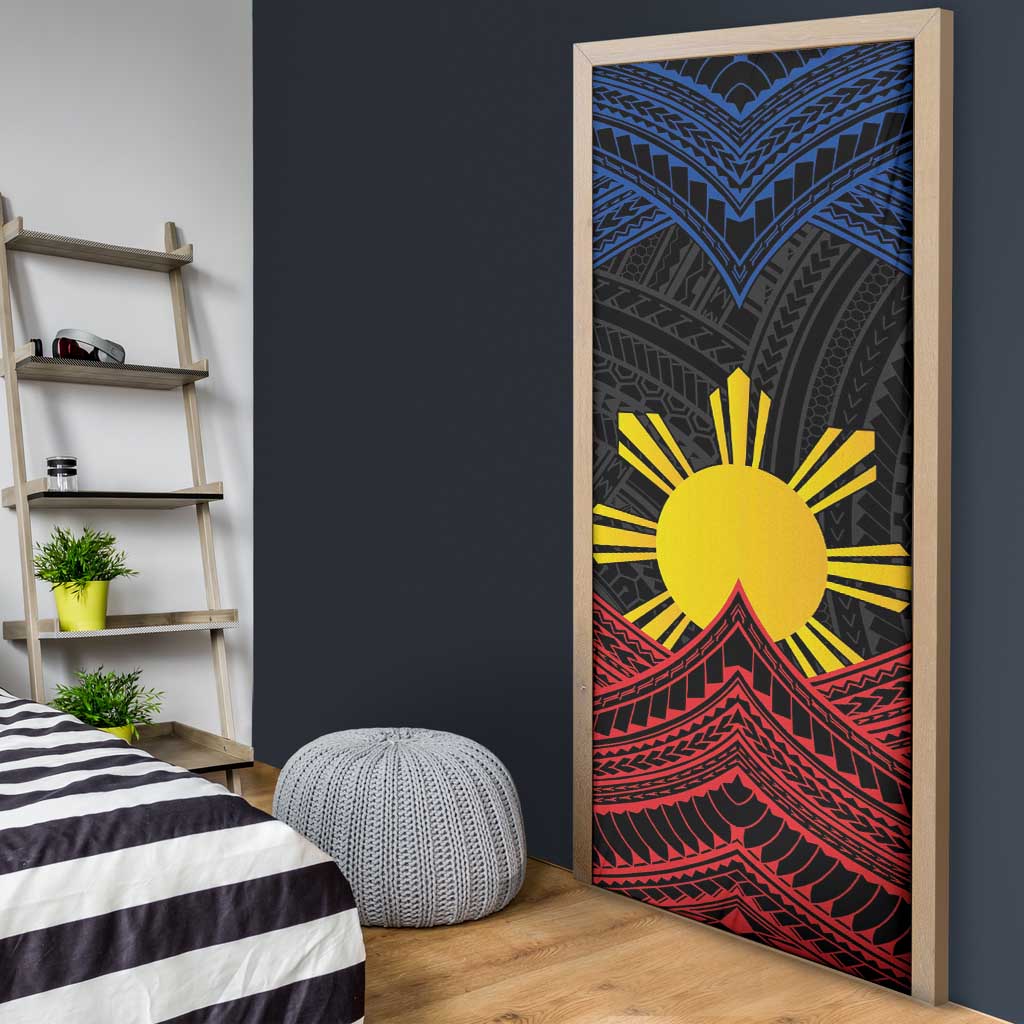 Personalized Philippines Door Cover Polynesian Tribal Tattoo with Filipino Flag Motif - Polynesian Pride