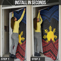 Personalized Philippines Door Cover Polynesian Tribal Tattoo with Filipino Flag Motif - Polynesian Pride