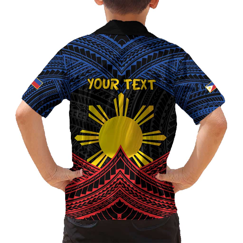 Personalized Philippines Family Matching Long Sleeve Bodycon Dress and Hawaiian Shirt Polynesian Tribal Tattoo with Filipino Flag Motif