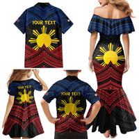 Personalized Philippines Family Matching Mermaid Dress and Hawaiian Shirt Polynesian Tribal Tattoo with Filipino Flag Motif