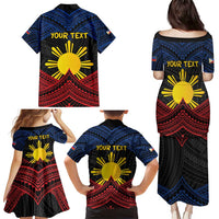 Personalized Philippines Family Matching Puletasi and Hawaiian Shirt Polynesian Tribal Tattoo with Filipino Flag Motif