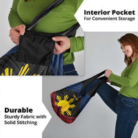 Personalized Philippines Grocery Bag Polynesian Tribal Tattoo with Filipino Flag Motif