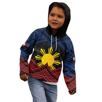 Personalized Philippines Kid Hoodie Polynesian Tribal Tattoo with Filipino Flag Motif