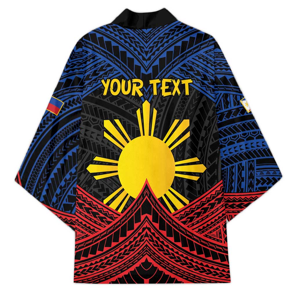 Personalized Philippines Kimono Polynesian Tribal Tattoo with Filipino Flag Motif - Polynesian Pride