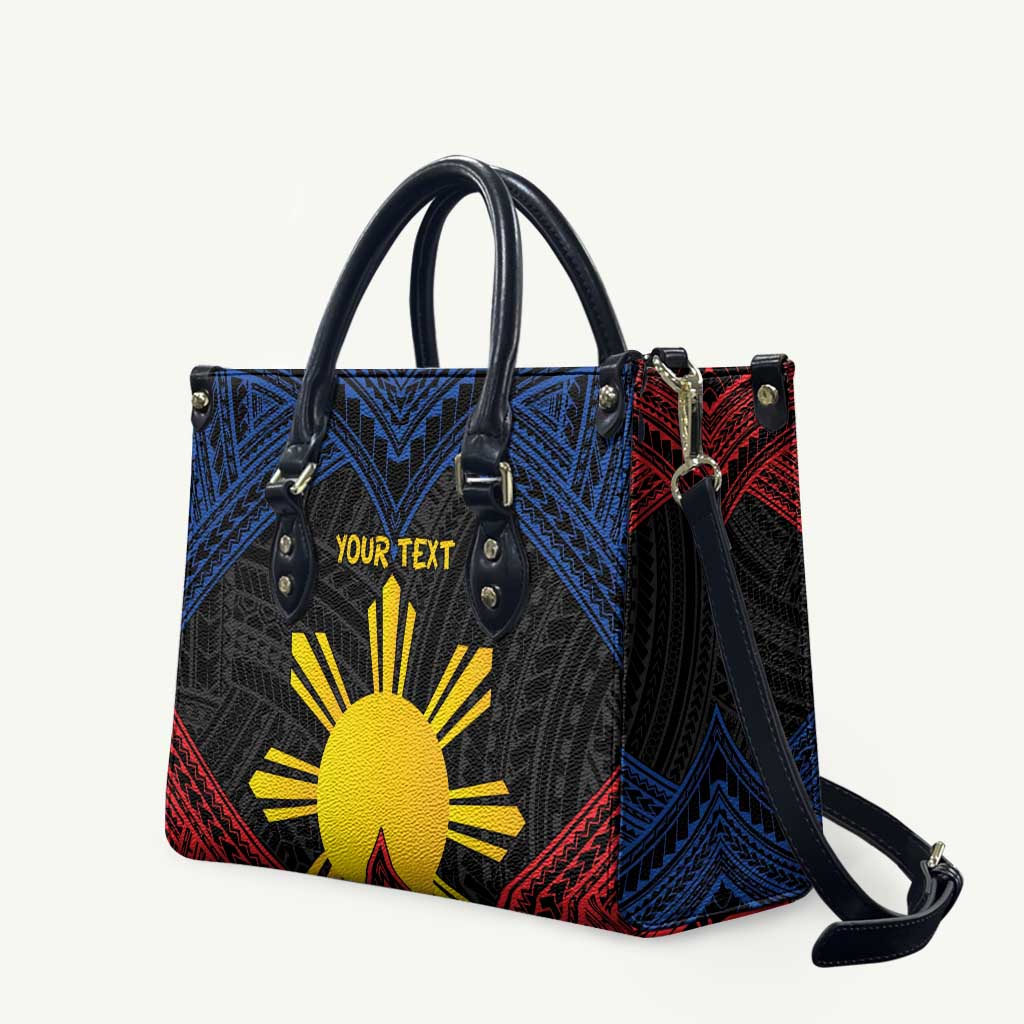 Personalized Philippines Leather Bag Polynesian Tribal Tattoo with Filipino Flag Motif - Polynesian Pride
