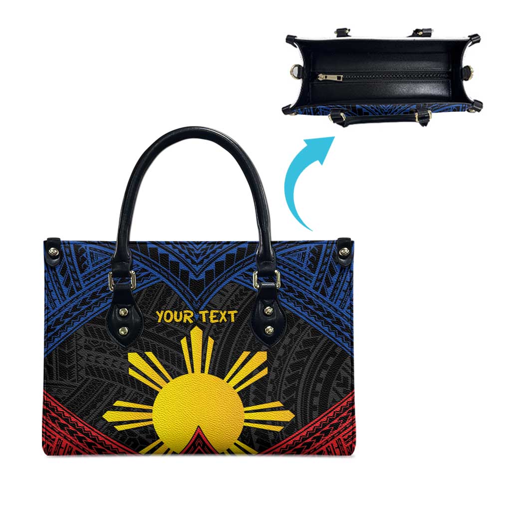 Personalized Philippines Leather Bag Polynesian Tribal Tattoo with Filipino Flag Motif - Polynesian Pride
