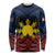 Personalized Philippines Long Sleeve Shirt Polynesian Tribal Tattoo with Filipino Flag Motif